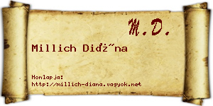 Millich Diána névjegykártya